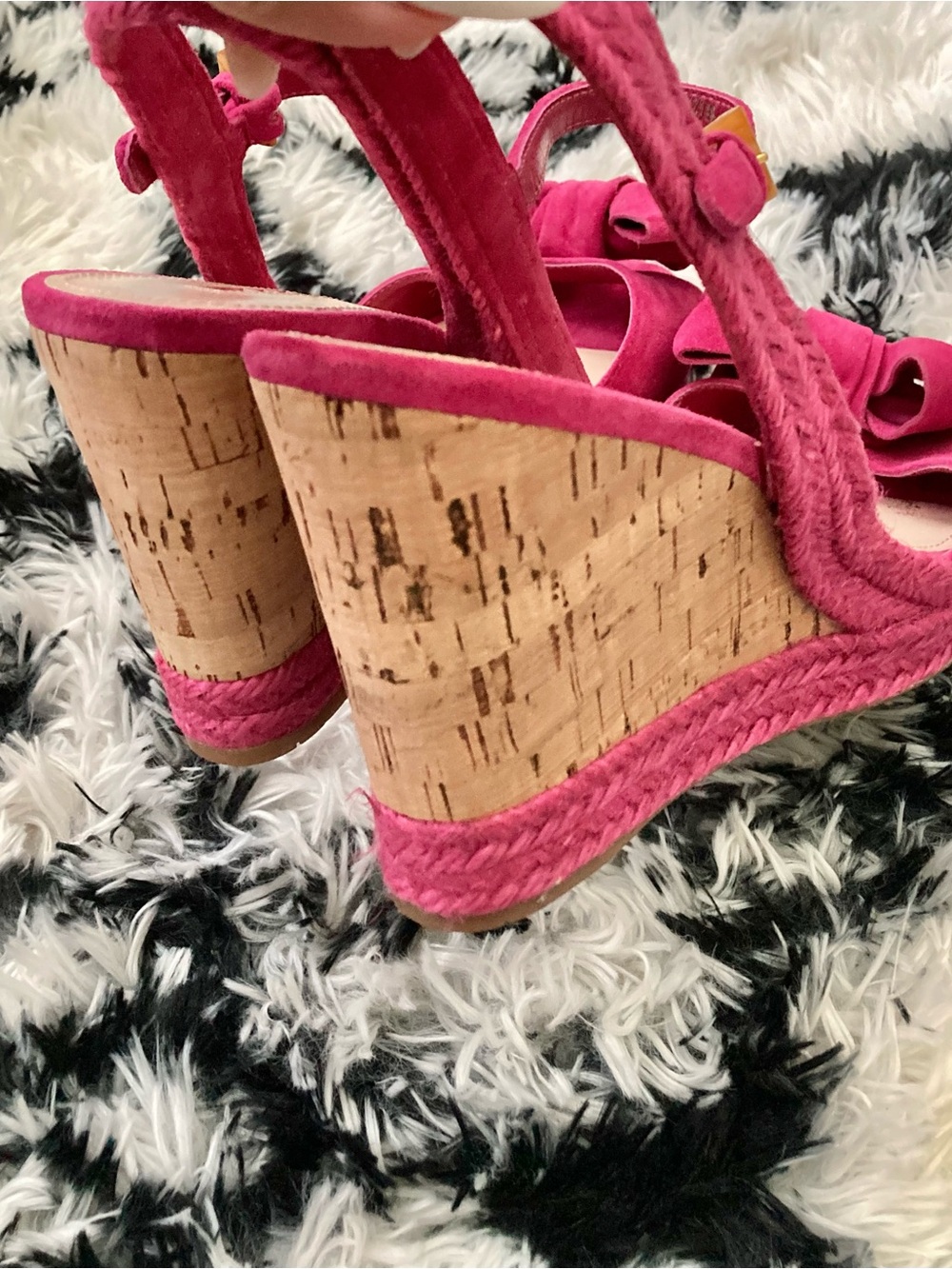 Prada Hot Pink Suede Bow Slingback Heels - Picture 6 of 9